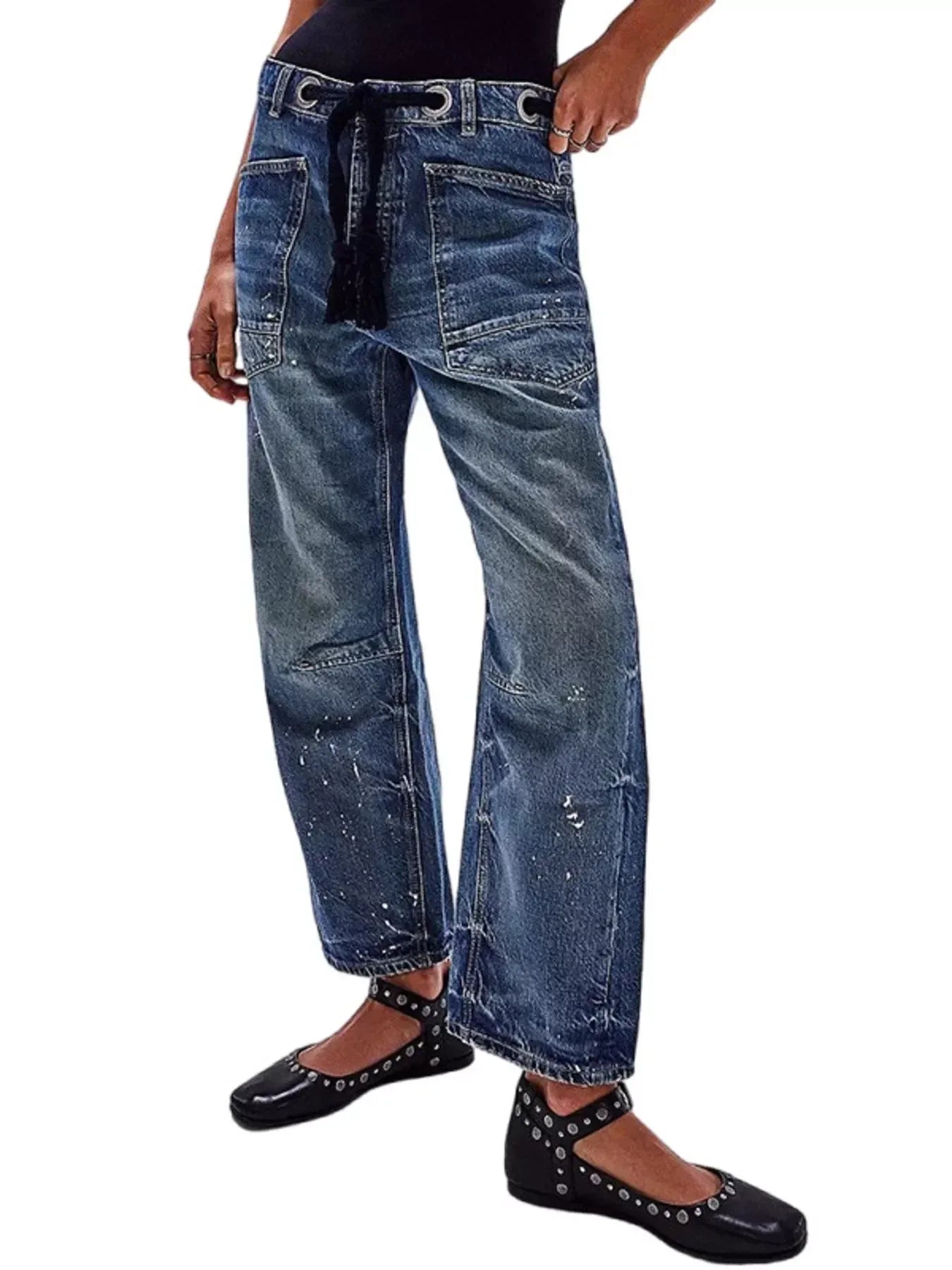 Washed Wide Leg Barrel Jeans - DAVERRI FASHIONS