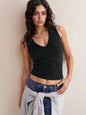 Solid V-Neck Tank - DAVERRI FASHIONS