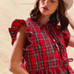 SO ME Christmas Holiday Plaid Ruffled Quilt Vest Top - DAVERRI FASHIONS