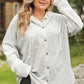 Daverri Fashions Plus Size Button Up Drawstring Long Sleeve Hoodie - DAVERRI FASHIONS