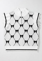 Bow Half Zip Sweater Vest | Sweaters Daverri Fashions