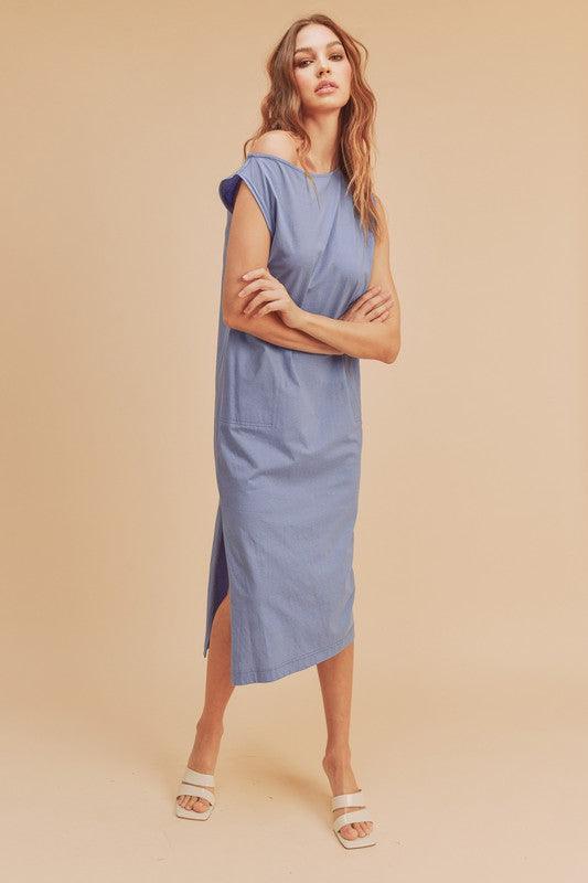 Aemi + Co Side Slit Round Neck Sleeveless Midi Dress | Mid Dresses Daverri Fashions