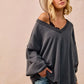 BiBi Mineral Washed French Terry Oversized Sweatshirt - DAVERRI FASHIONS
