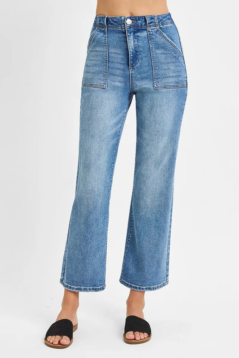 RISEN Full Size High Waisted Bootcut Cropped Jeans Plus Size | Jeans Daverri Fashions