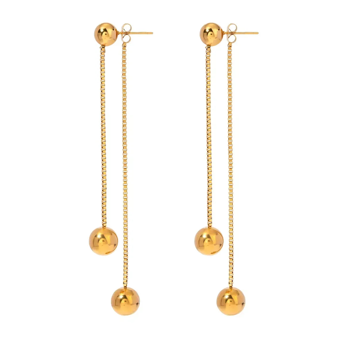 18K Gold-Plated Ball Drop Earrings - DAVERRI FASHIONS