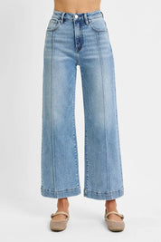 LIGHT RISEN Full Size High Rise Crop Wide Leg Jeans Plus Size | Jeans Daverri Fashions