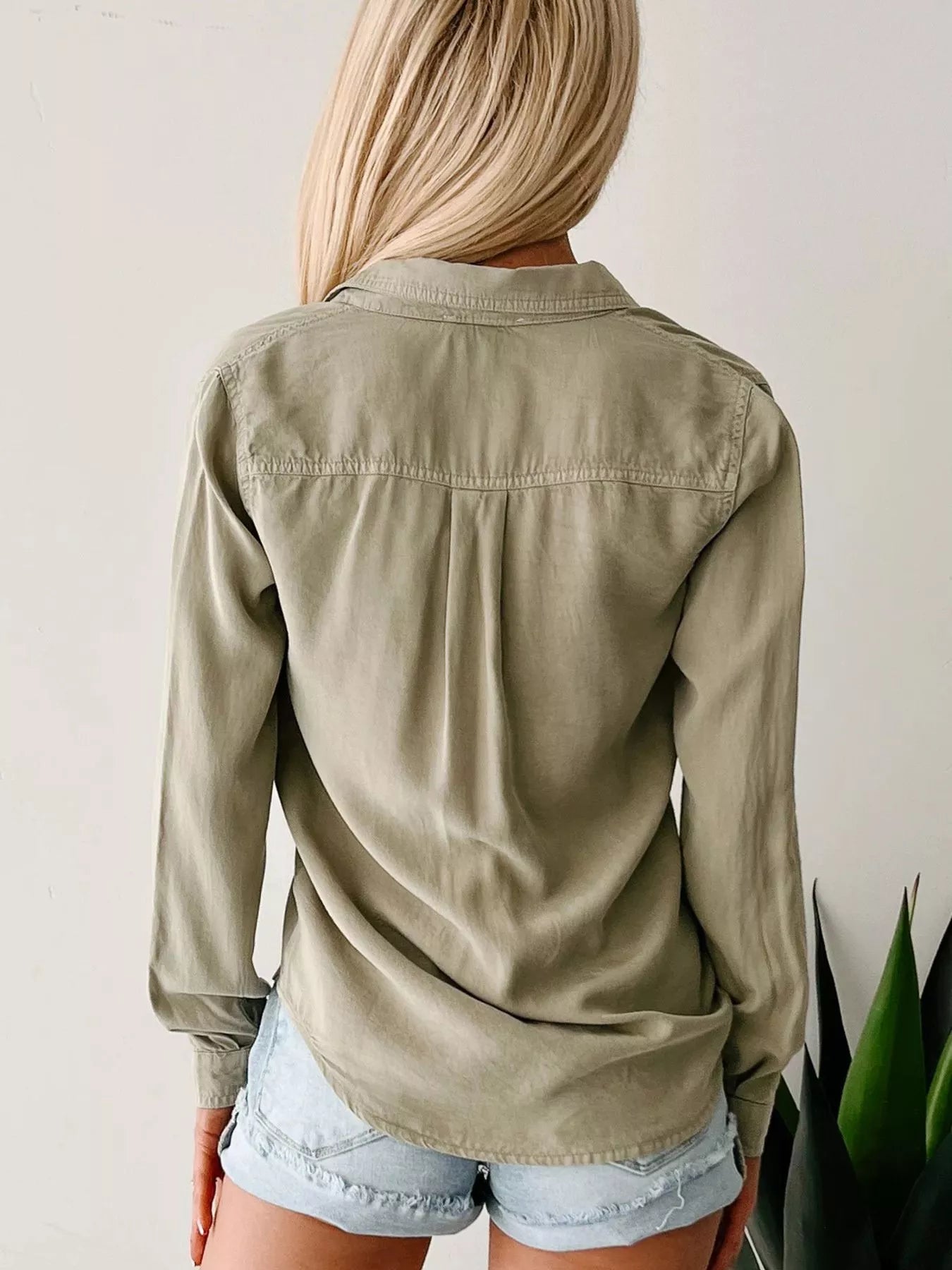 Button-Down Collared Neck Denim Shirt | Shirts Daverri Fashions