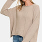 Zenana Asymmetric Hem Drop Shoulder Sweater Sweaters