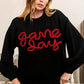 BiBi Game Day Metallic Letter Sweater - DAVERRI FASHIONS