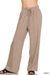 Zenana Linen Drawstring Pants Cocoa - DAVERRI FASHIONS