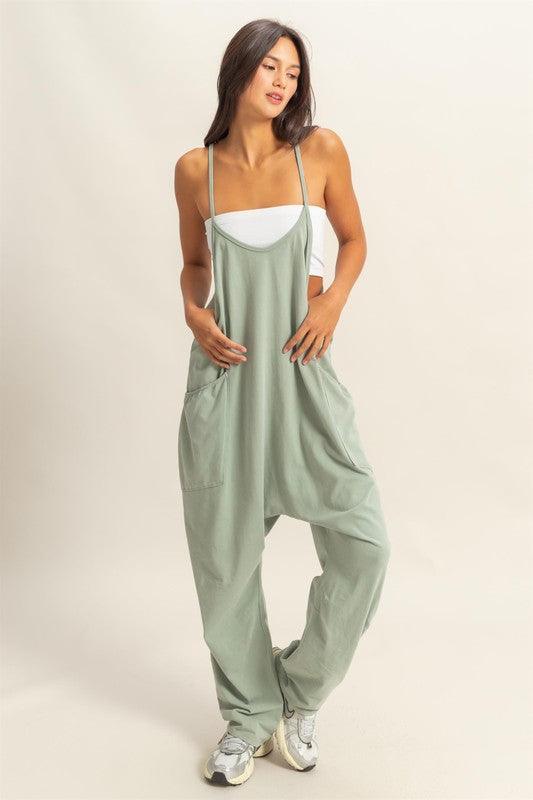 HYFVE Relaxed Fit Mineral Washed Overalls with Pockets | Daverri Fashions