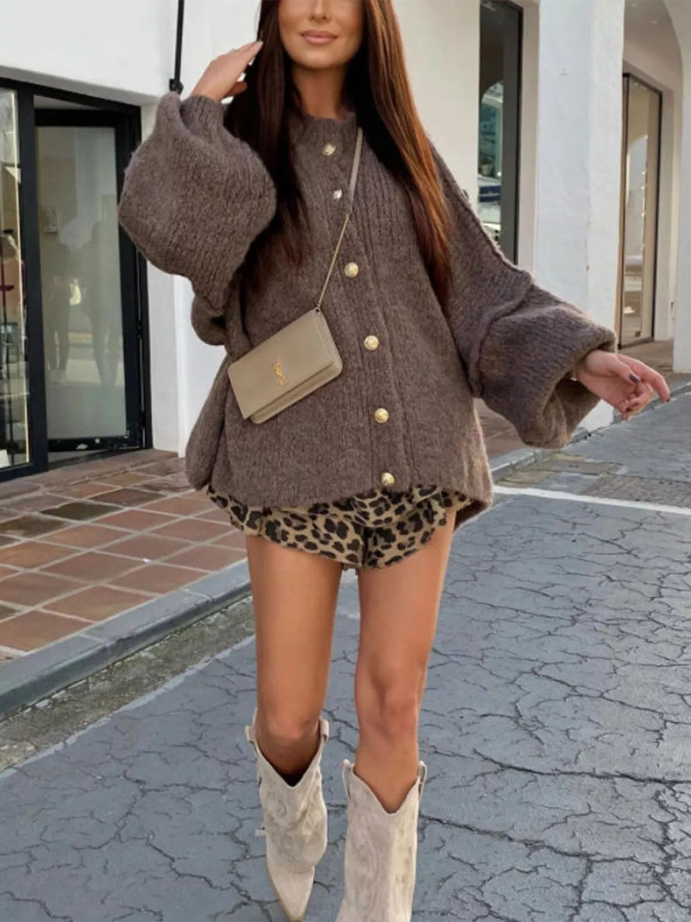 Oversized Knit Button-Down Batwing Sleeve Cardigan | Cardigans Daverri Fashions