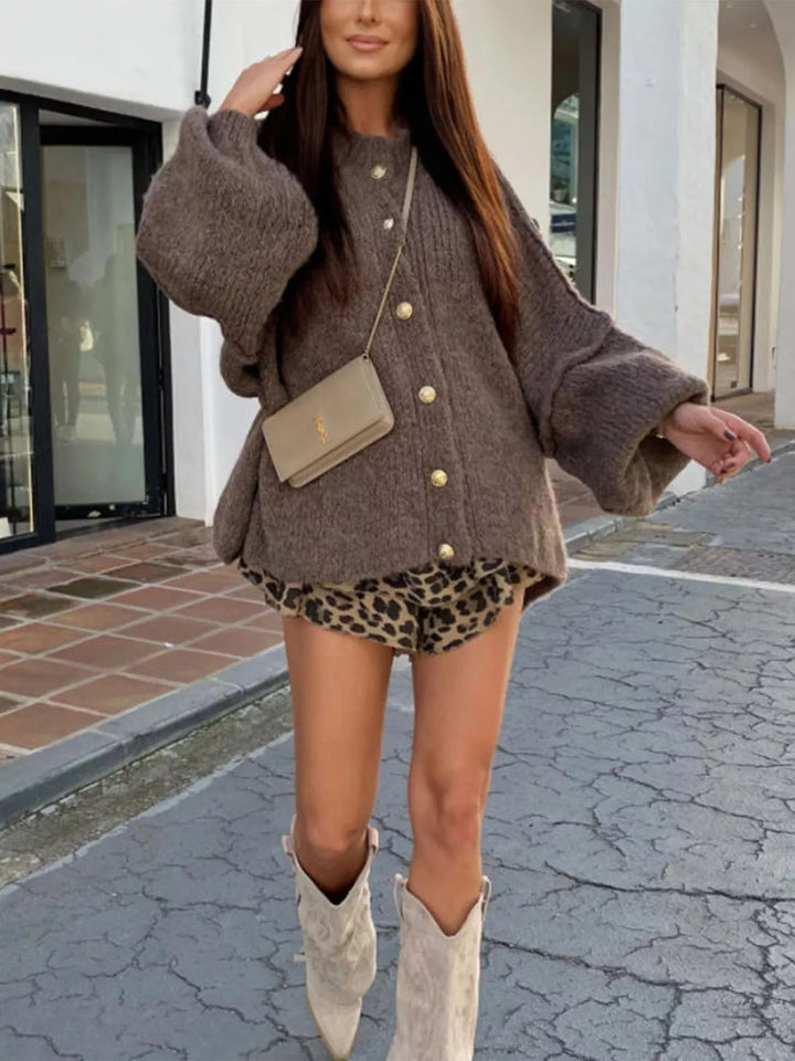 Oversized Knit Button-Down Batwing Sleeve Cardigan | Cardigans Daverri Fashions