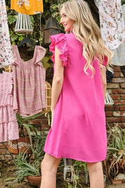 And The Why Ruffle Shoulder Smocked Detailed Dress | Mini Dresses Daverri Fashions