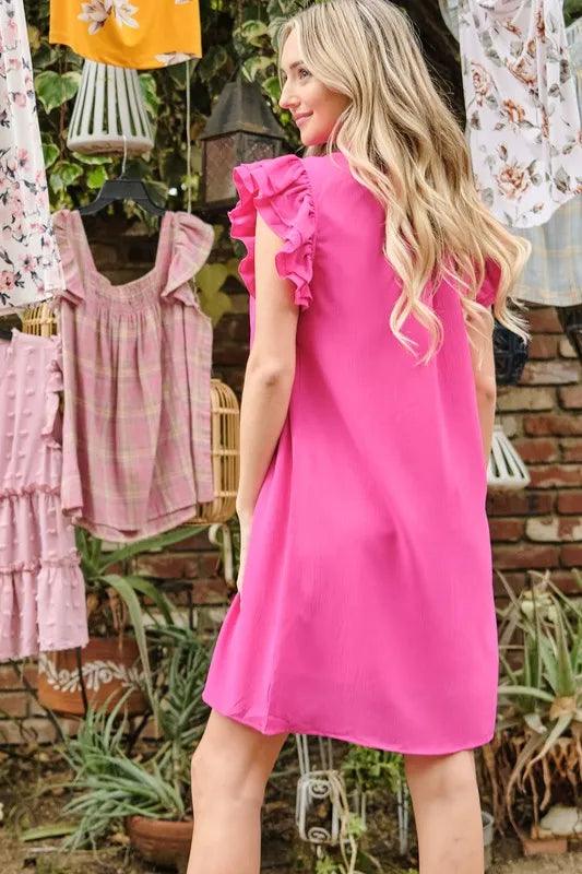 And The Why Ruffle Shoulder Smocked Detailed Dress | Mini Dresses Daverri Fashions