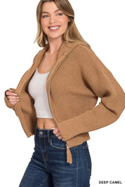 Zenana Ribbed Collared Zip Up Sweater Cardigan | Cardigans Daverri Fashions