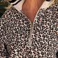 Half Zip Half Sleeve Leopard Print Top with black beige accents