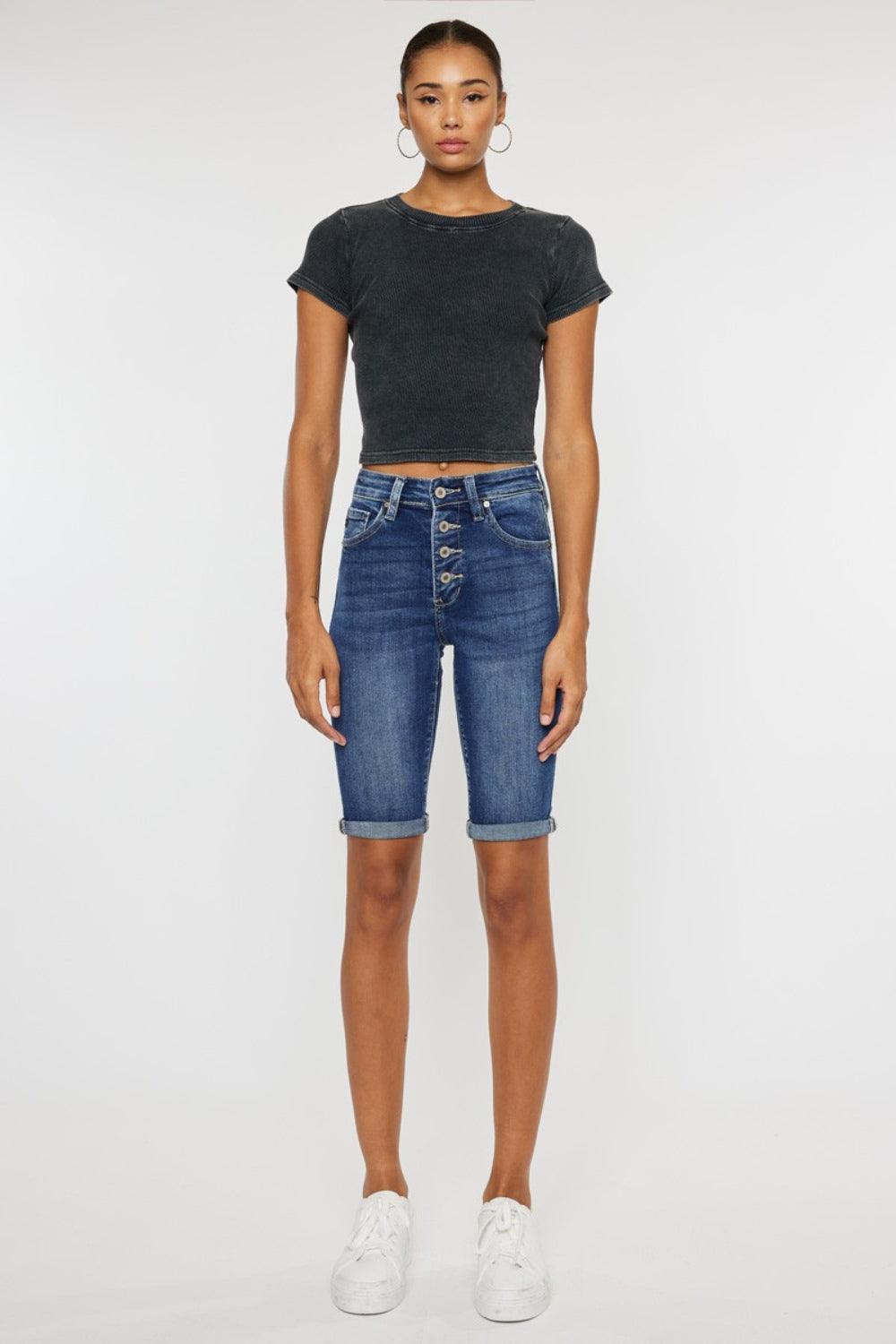 Kancan Full Size Cat's Whiskers Button Fly Denim Shorts | Daverri Fashions