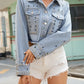 Studded Button Up Long Sleeve Denim Jacket - DAVERRI FASHIONS