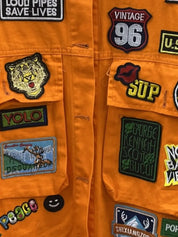 Embroidered Patch Button Up Long Sleeve Denim Jacket | Denim Jackets Daverri Fashions