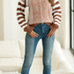 Striped Round Neck Dropped Shoulder Sweater - DAVERRI FASHIONS