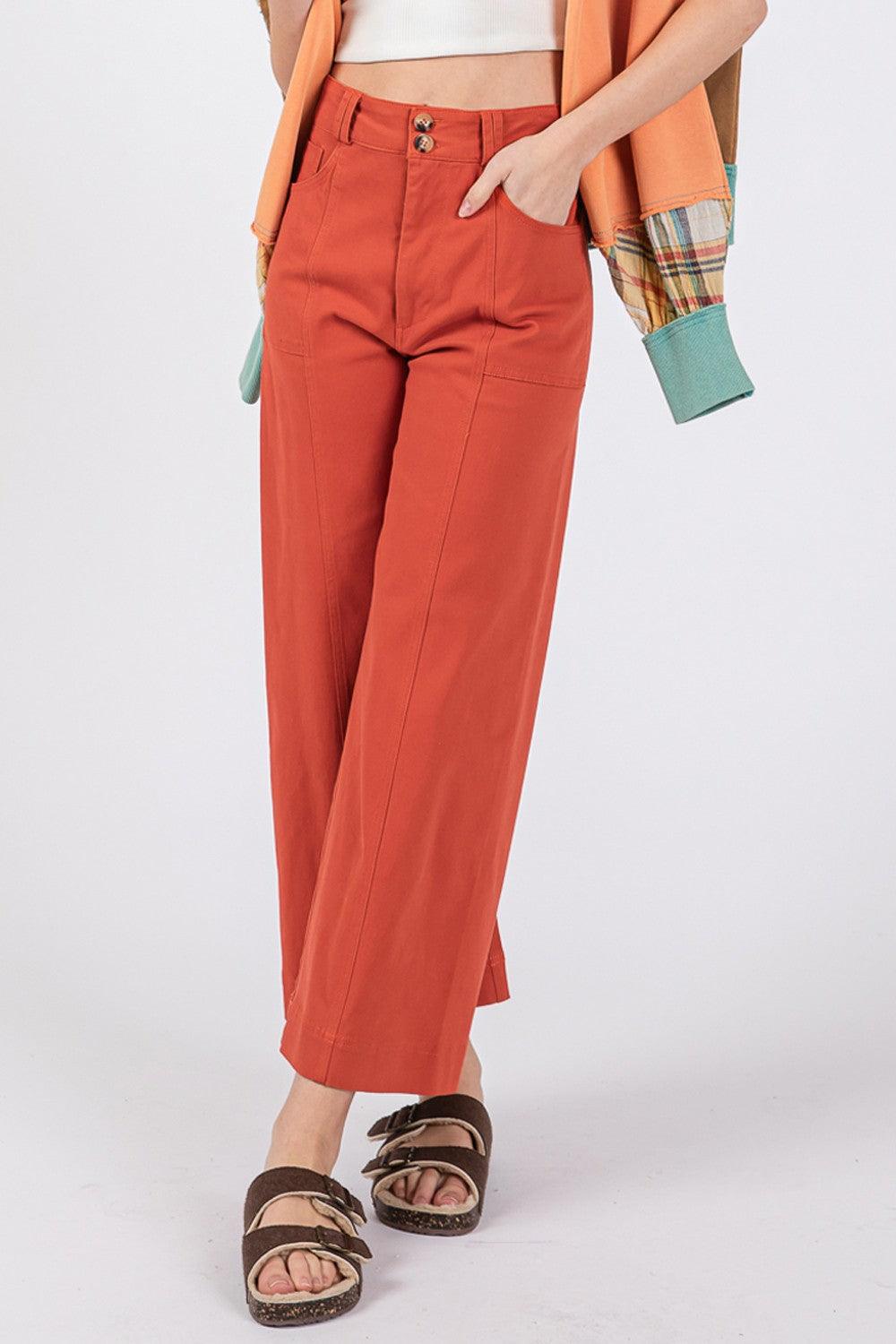 SAGE + FIG Wide Leg Cropped Pants Pants