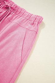 Mineral Wash Exposed Seam Drawstring High Waist Wide Leg Cargo Pants | Loungewear Pants Daverri Fashions