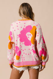 BiBi Flower Pattern Contrast Sweater Sweaters