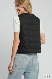 Umgee Heart Quilted Tie-Front Vest | Vest Jackets Daverri Fashions