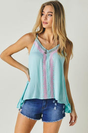 Printed Sleeveless Ruffle Tank Top Tank Tops