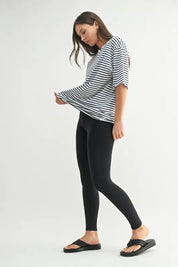MONO B Coastal Cotton Striped Oversized Crewneck T-Shirt | Daverri Fashions