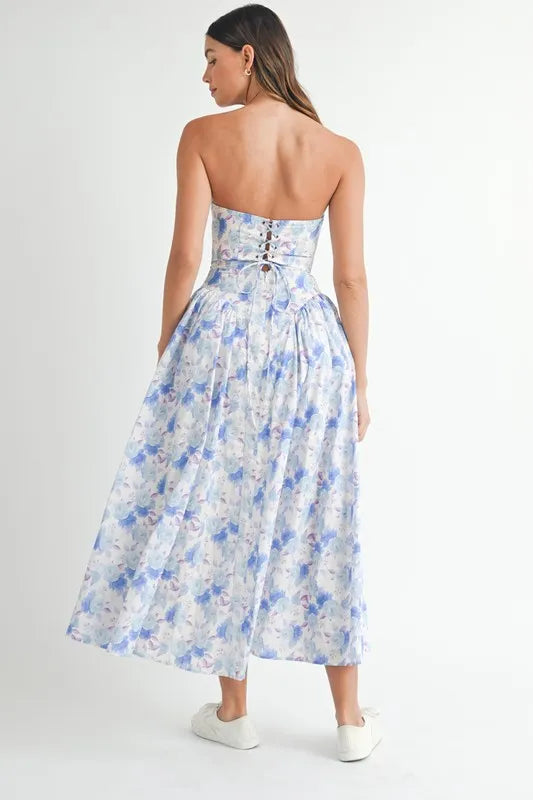 MABLE Sweetheart Neckline Floral Printed Midi Dress Midi Dreses