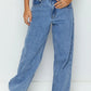 Mid Rise Asymmetrical Waist Wide Leg Jeans - DAVERRI FASHIONS