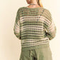 Davi & Dani Contrast Striped Crochet Drop Shoulder Knit Cover Up Sweaters