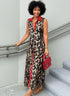 Plus Size Leopard Print Sleeveless Maxi Dress - DAVERRI FASHIONS