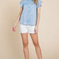 Lime 'N' Chili Mineral Wash Flutter Sleeve Button Down Shirt