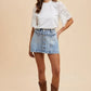 Annie Wear Button Detail Stretch Denim Wrap Mini Skort