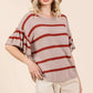 Mittoshop Striped Flounce Sleeve Knit Top - DAVERRI FASHIONS