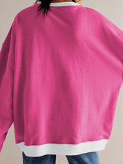 Contrast Dropped Shoulder Long Sleeve Sweatshirt | Sweatshirts Daverri Fashions