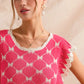 SO ME Bow Ribbon Pattern Sweater Top with Back Key Hole