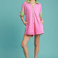 Umgee Contrast Trim Button Front Romper Rompers