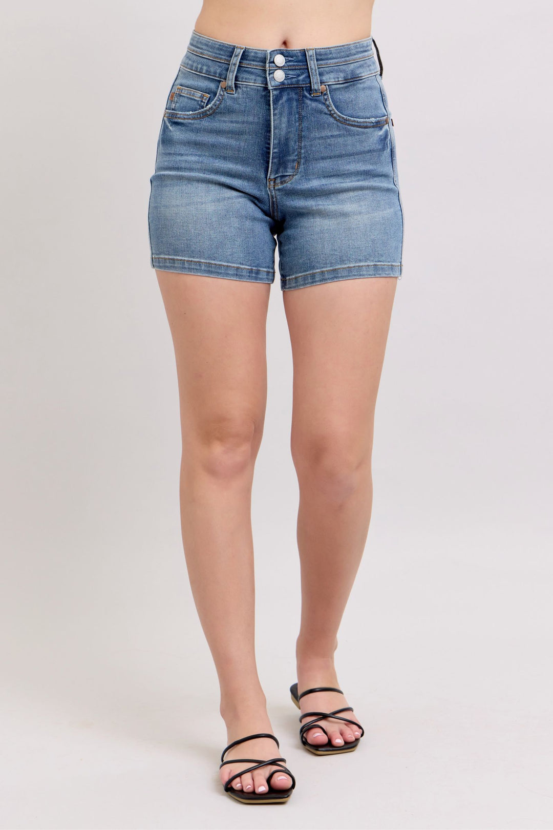 Judy Blue Full Size High Rise Tummy Control Denim Shorts Plus Size Medium Denim Shorts