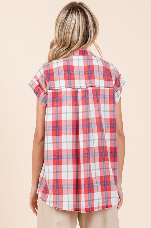 Mittoshop Mineral Wash Plaid Button Down Shirt Shirts