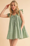 Aemi+Co Ruffled Cap Sleeve Cotton Tunic Mini Dress - DAVERRI FASHIONS