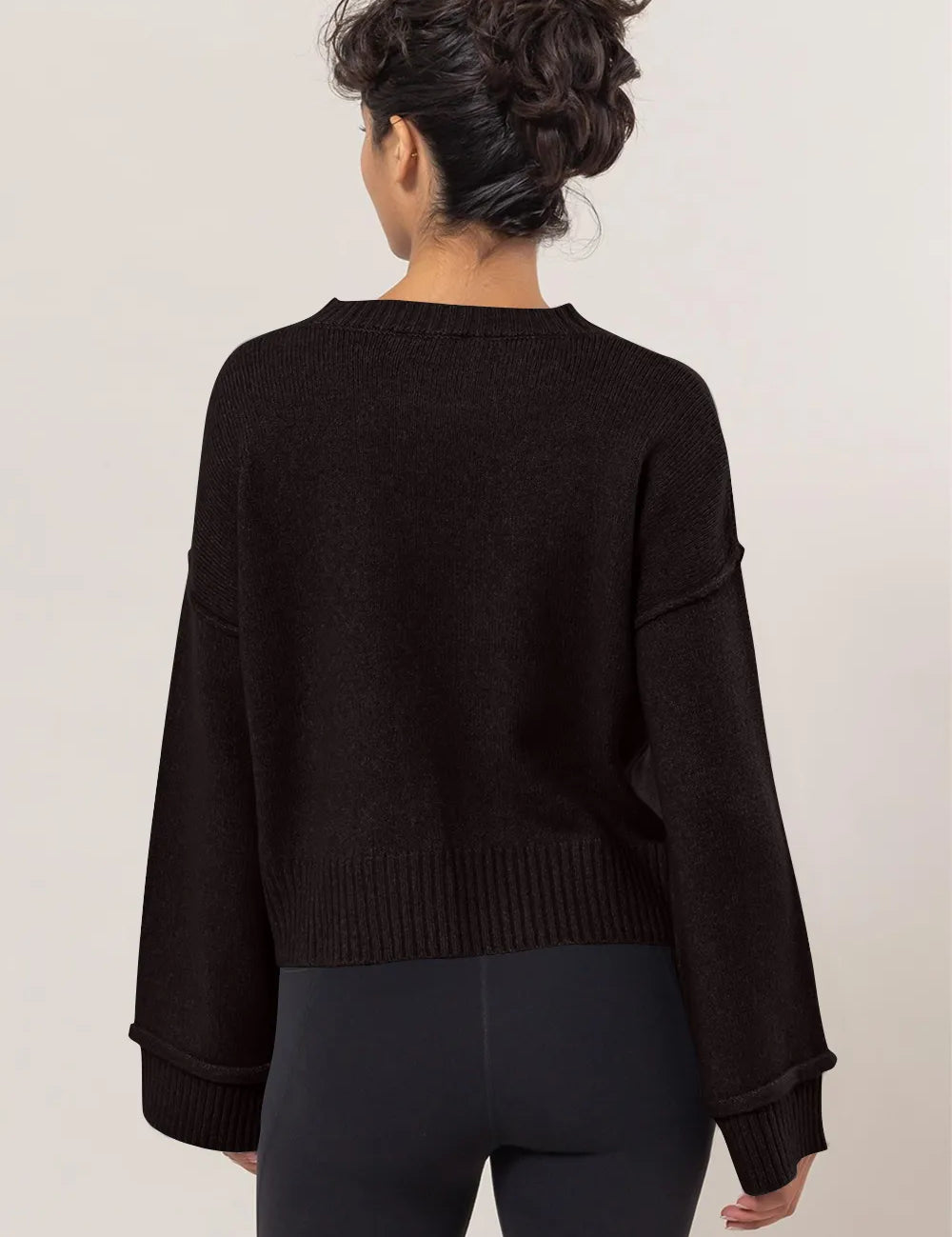 HYFVE Round Neck Dropped Shoulder Ribbed Sweater | Sweaters Daverri Fashions