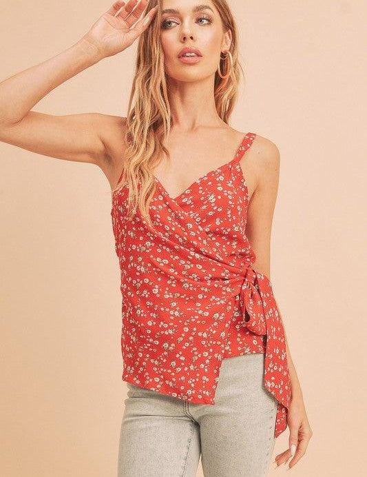 Aemi + Co Ditsy Floral Surplice Adjustable Straps Cami | Camisoles Daverri Fashions
