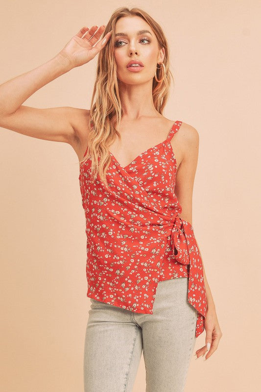 Aemi + Co Ditsy Floral Surplice Adjustable Straps Cami Camisoles