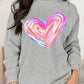Valentine’s Day Heart Round Neck Drop Shoulder Sweatshirt - DAVERRI FASHIONS