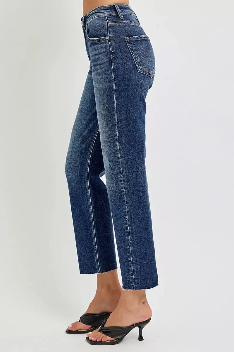RISEN High Rise Slim Barrel Jeans - DAVERRI FASHIONS