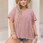 Plus Size Lace Detail Round Neck Short Sleeve T-Shirt - DAVERRI FASHIONS